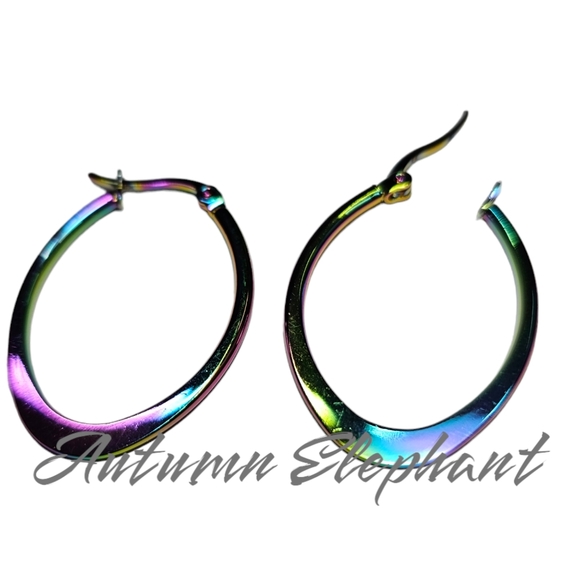 Holographic Hoop Earrings - Picture 2 of 5